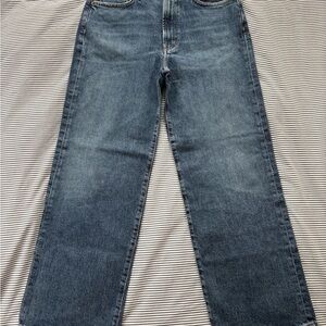 Agolde Women’s Harper Petite Mid Rise Relaxed Straight Jeans - Tempo